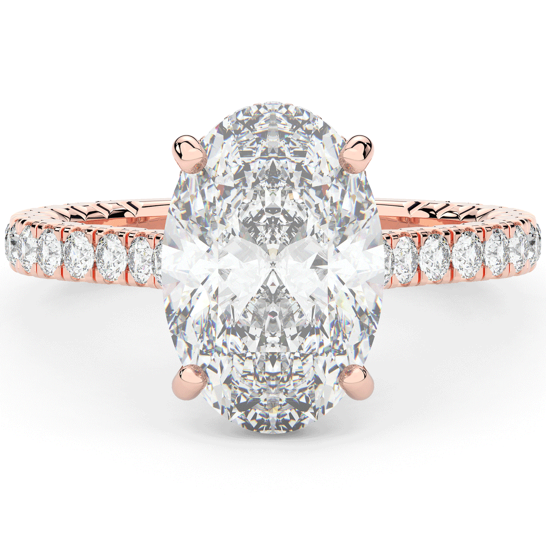 4.70CT.TW OVAL LAB DIAMOND UNDERHALO SOLITAIRE ENGAGEMENT RING - Nazarelle