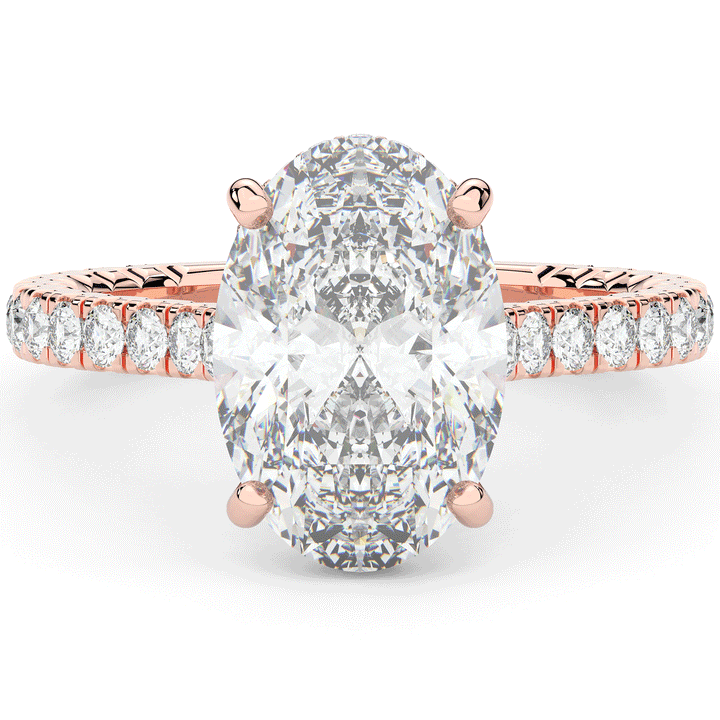4.70CT.TW OVAL LAB DIAMOND UNDERHALO SOLITAIRE ENGAGEMENT RING - Nazarelle
