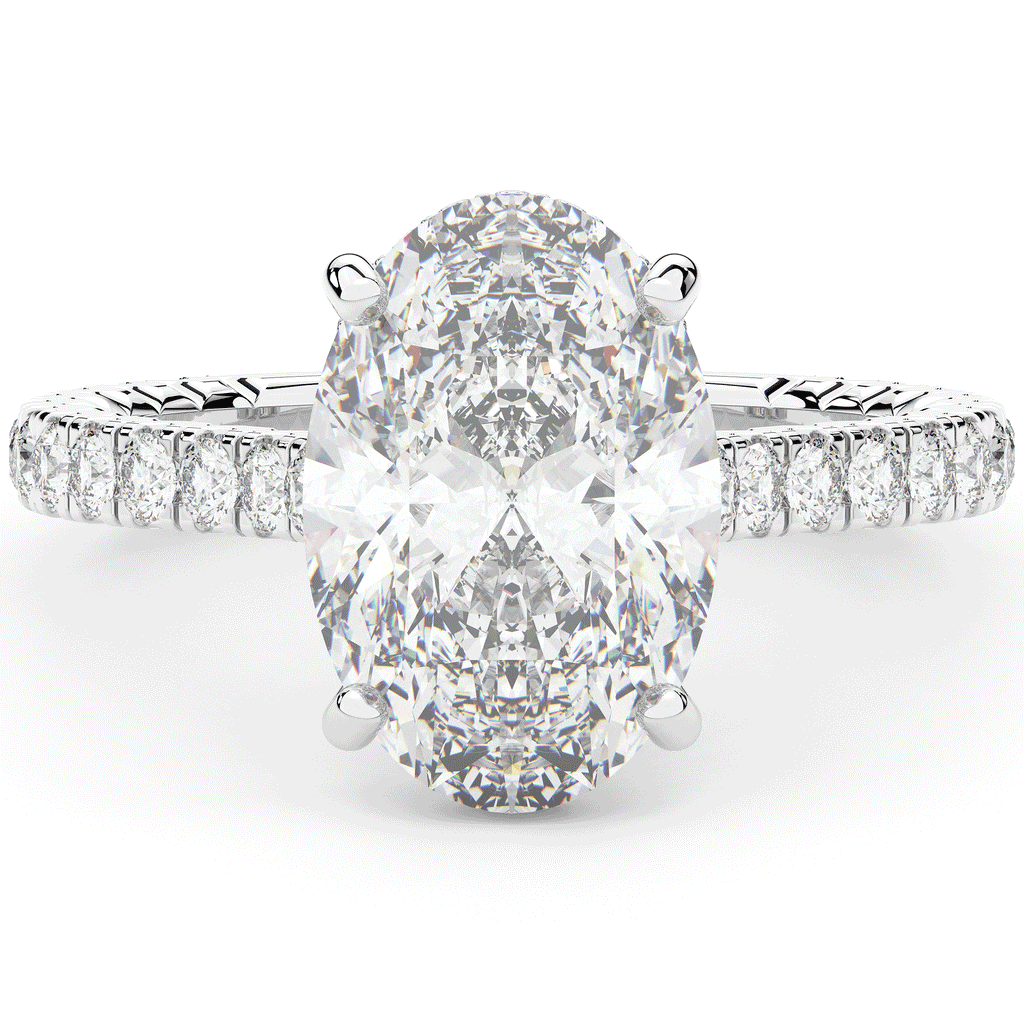4.70CT.TW OVAL LAB DIAMOND UNDERHALO SOLITAIRE ENGAGEMENT RING - Nazarelle