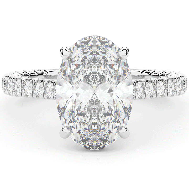 4.70CT.TW OVAL LAB DIAMOND UNDERHALO SOLITAIRE ENGAGEMENT RING - Nazarelle