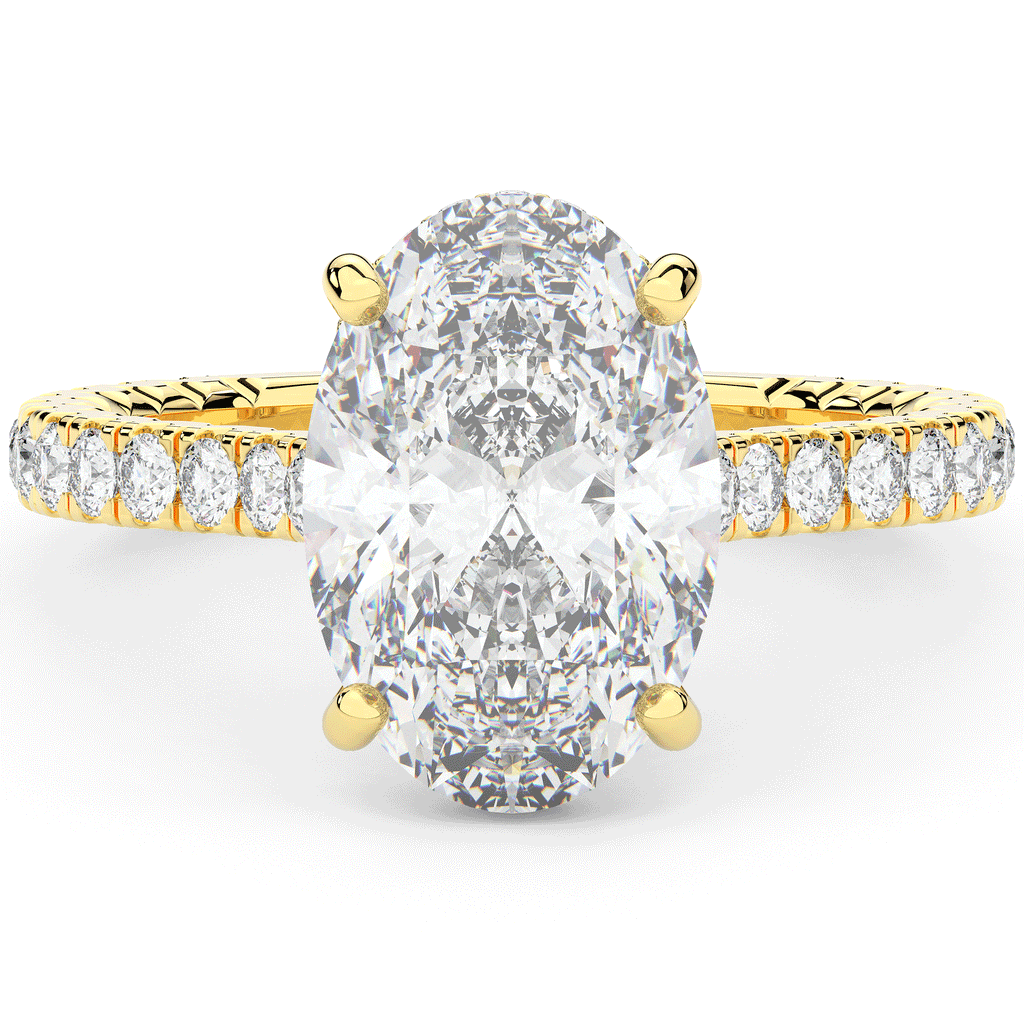 4.70CT.TW OVAL LAB DIAMOND UNDERHALO SOLITAIRE ENGAGEMENT RING - Nazarelle