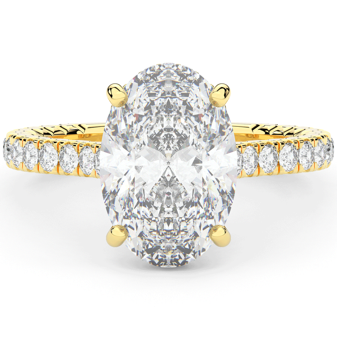 4.70CT.TW OVAL LAB DIAMOND UNDERHALO SOLITAIRE ENGAGEMENT RING - Nazarelle