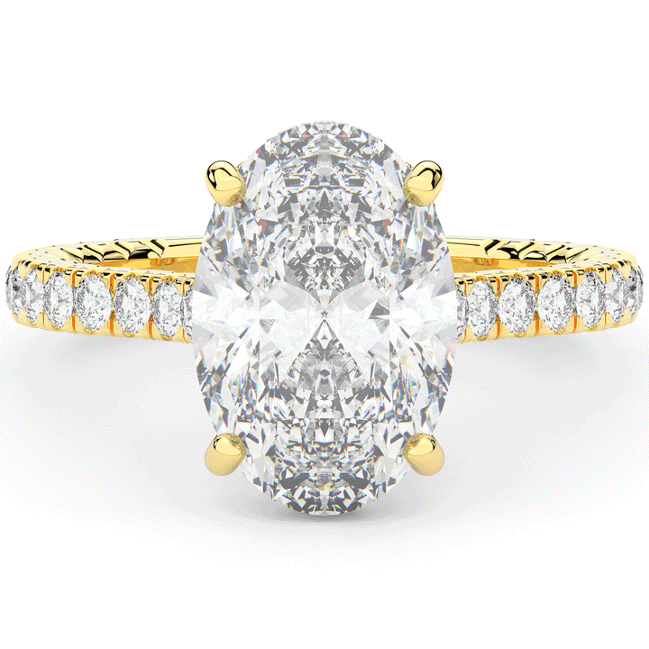 4.70CT.TW OVAL LAB DIAMOND UNDERHALO SOLITAIRE ENGAGEMENT RING - Nazarelle