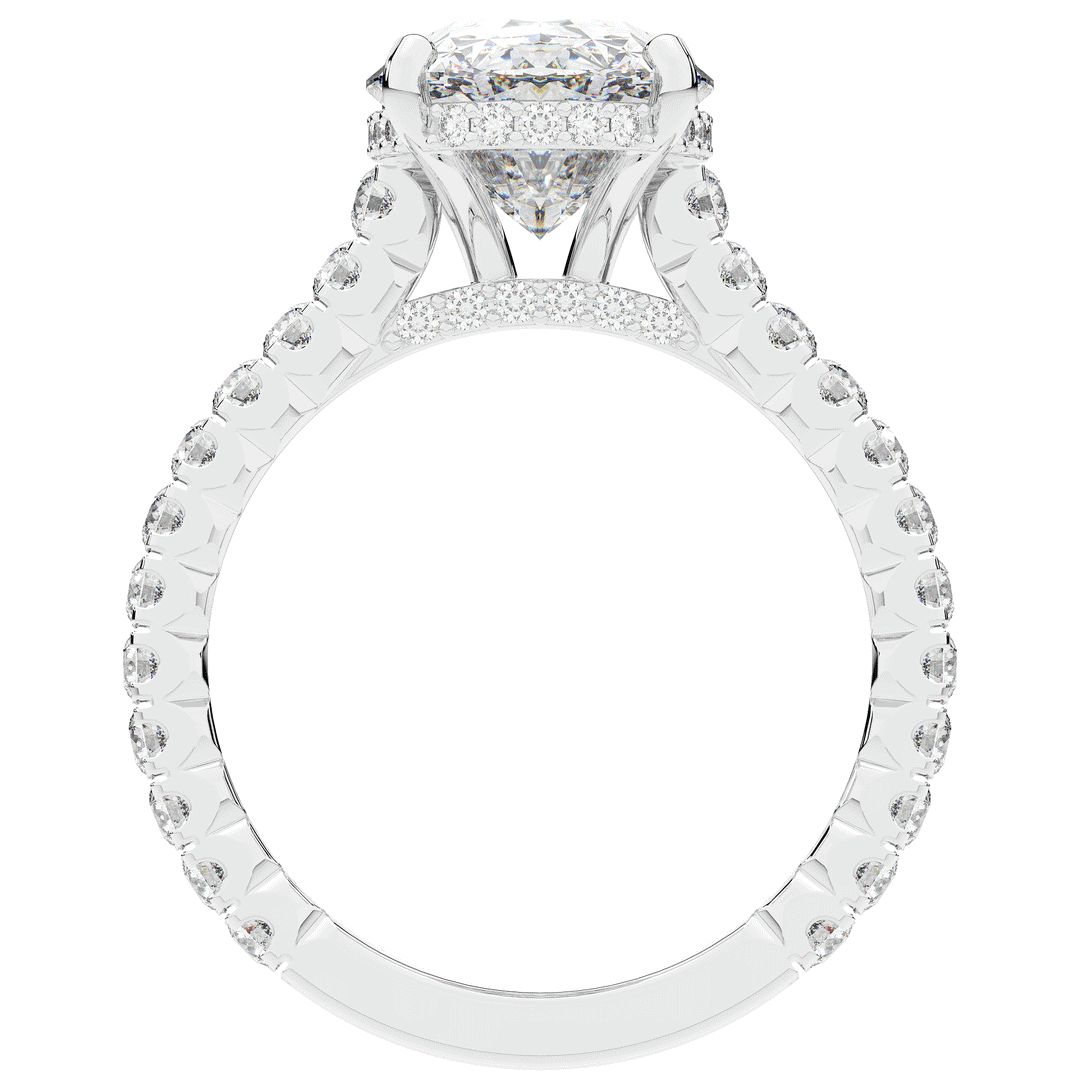4.70CT.TW OVAL LAB DIAMOND UNDERHALO SOLITAIRE ENGAGEMENT RING - Nazarelle