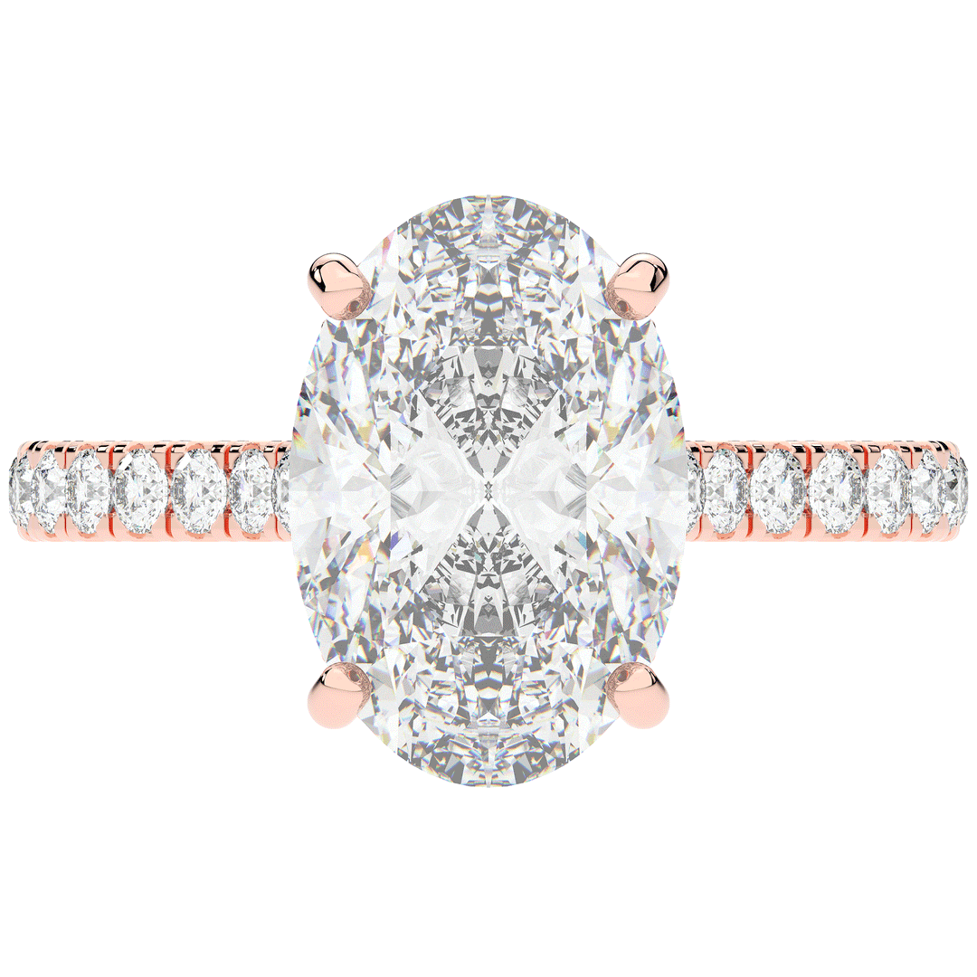 4.70CT.TW OVAL LAB DIAMOND UNDERHALO SOLITAIRE ENGAGEMENT RING - Nazarelle