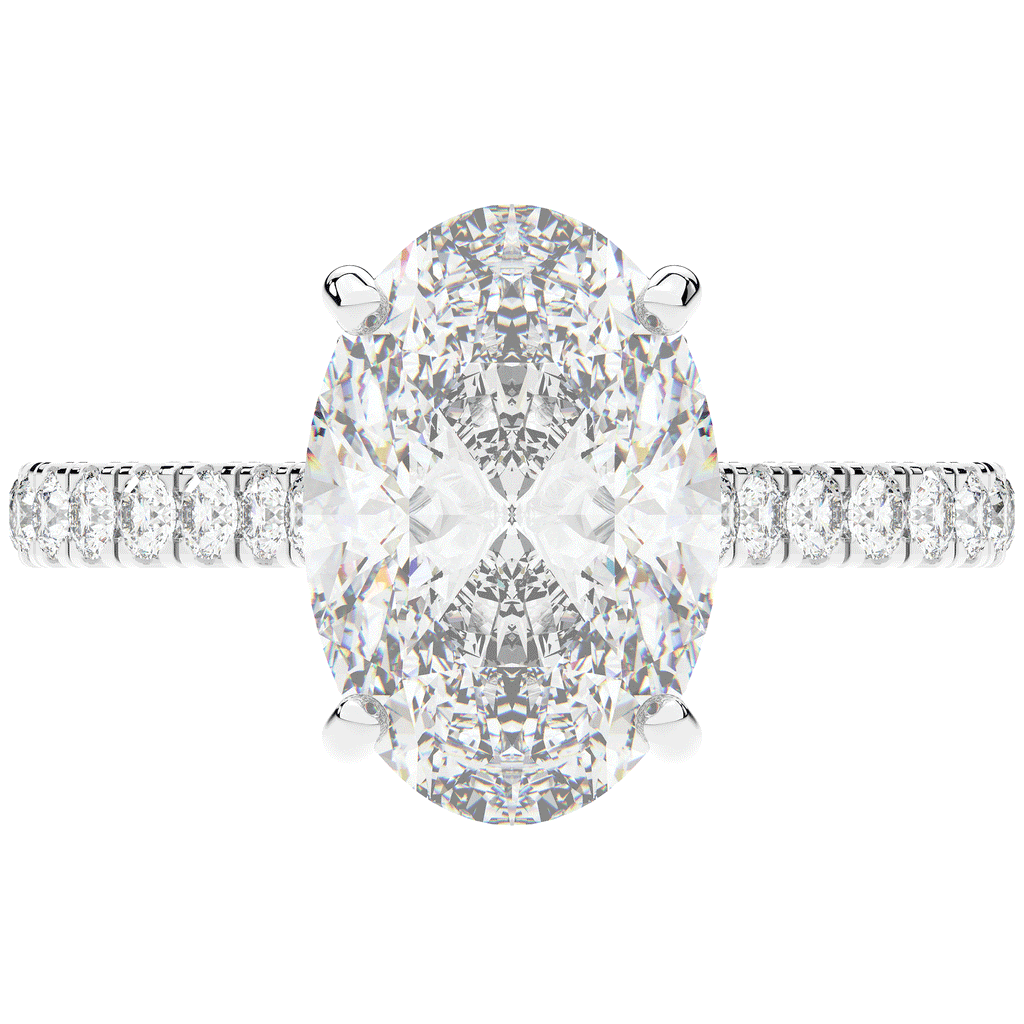 4.70CT.TW OVAL LAB DIAMOND UNDERHALO SOLITAIRE ENGAGEMENT RING - Nazarelle