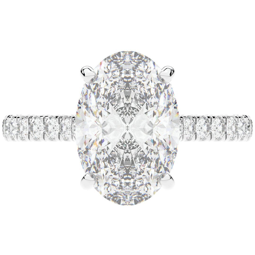 4.70CT.TW OVAL LAB DIAMOND UNDERHALO SOLITAIRE ENGAGEMENT RING - Nazarelle
