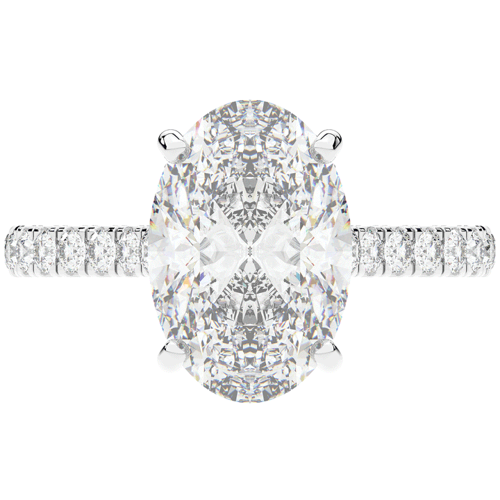 4.70CT.TW OVAL LAB DIAMOND UNDERHALO SOLITAIRE ENGAGEMENT RING - Nazarelle