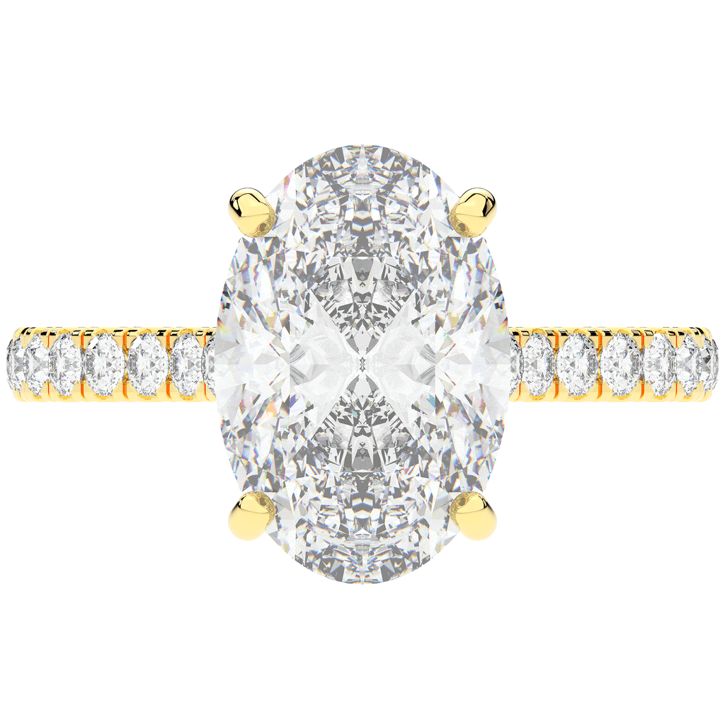 4.70CT.TW OVAL LAB DIAMOND UNDERHALO SOLITAIRE ENGAGEMENT RING - Nazarelle