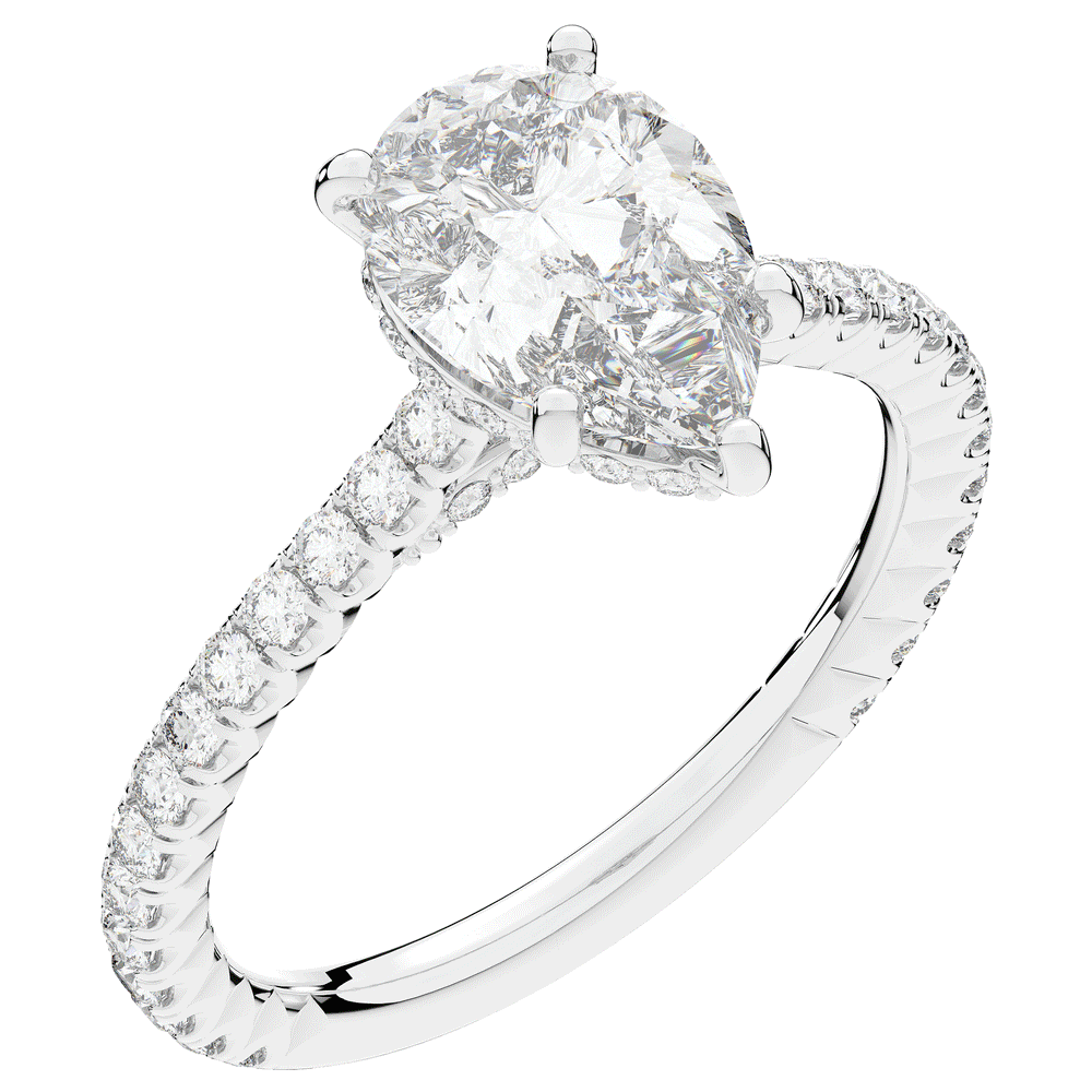 2.50CT.TW PEAR LAB DIAMOND UNDERHALO SOLITAIRE ENGAGEMENT RING - Nazarelle