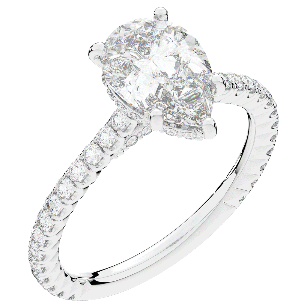 2.50CT.TW PEAR LAB DIAMOND UNDERHALO SOLITAIRE ENGAGEMENT RING - Nazarelle
