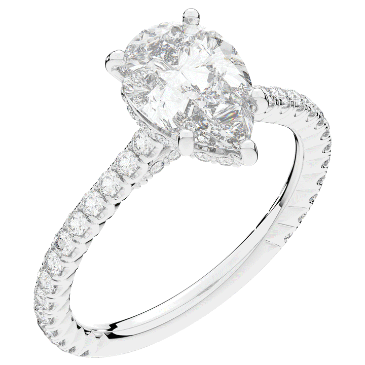 2.50CT.TW PEAR LAB DIAMOND UNDERHALO SOLITAIRE ENGAGEMENT RING - Nazarelle