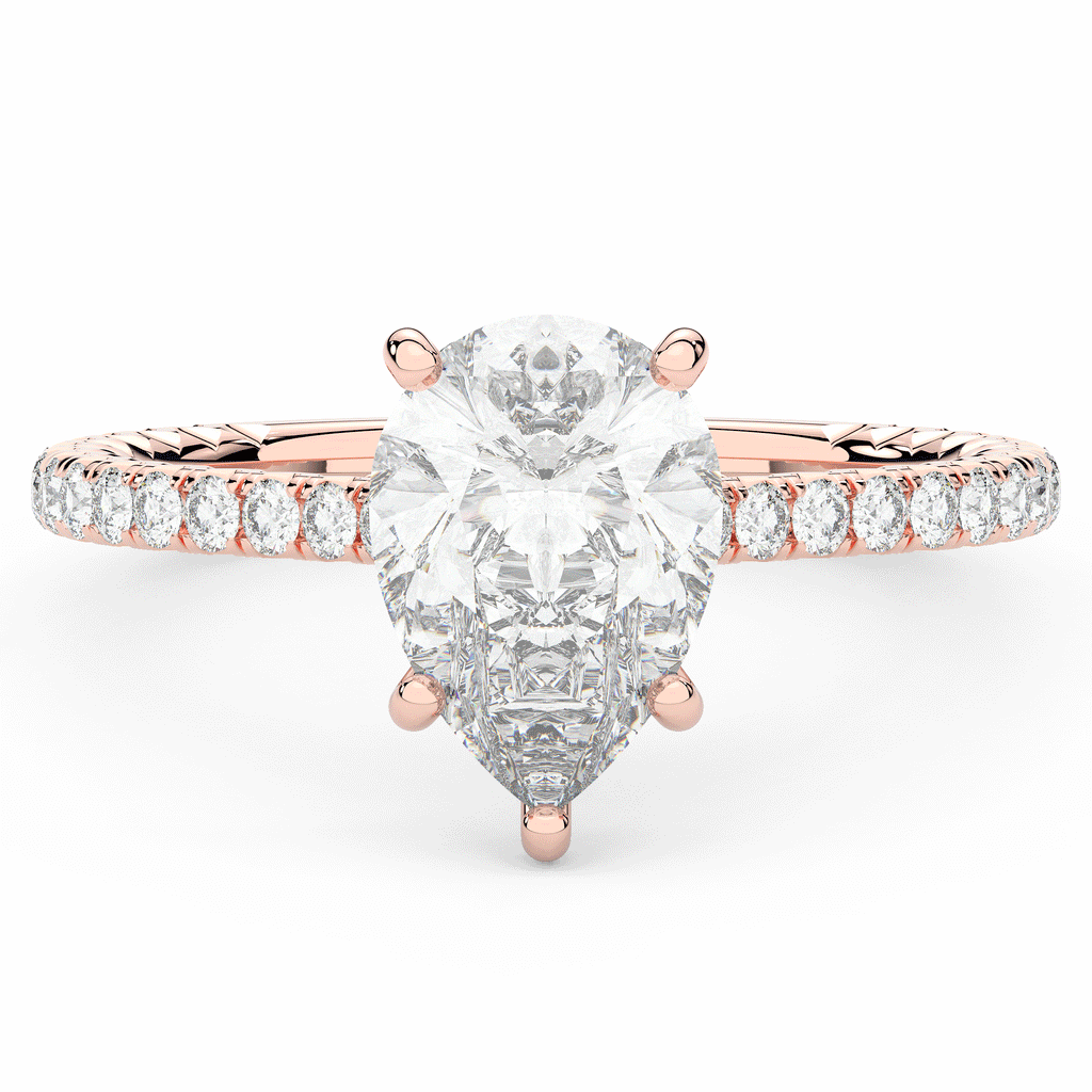 2.50CT.TW PEAR LAB DIAMOND UNDERHALO SOLITAIRE ENGAGEMENT RING - Nazarelle