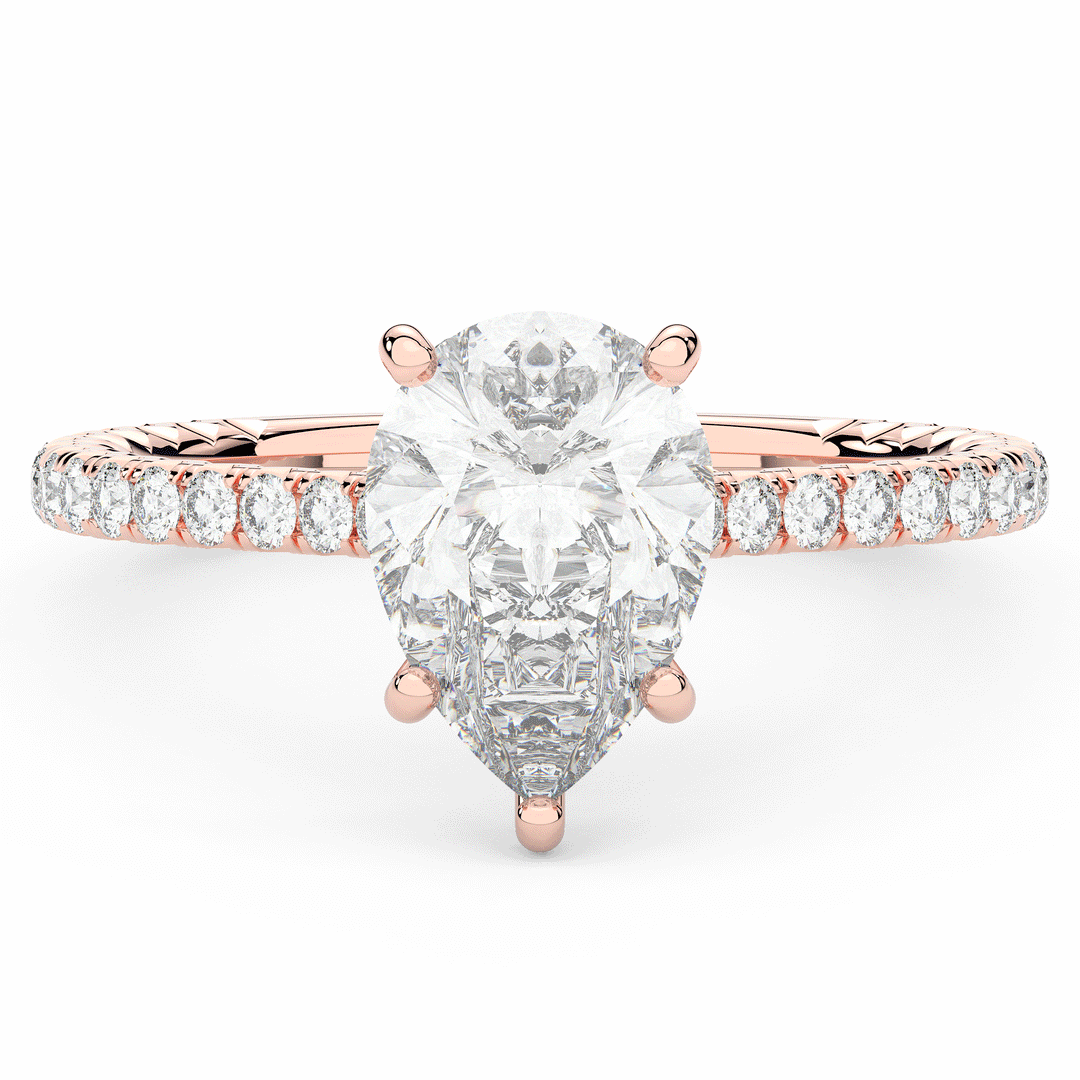 2.50CT.TW PEAR LAB DIAMOND UNDERHALO SOLITAIRE ENGAGEMENT RING - Nazarelle