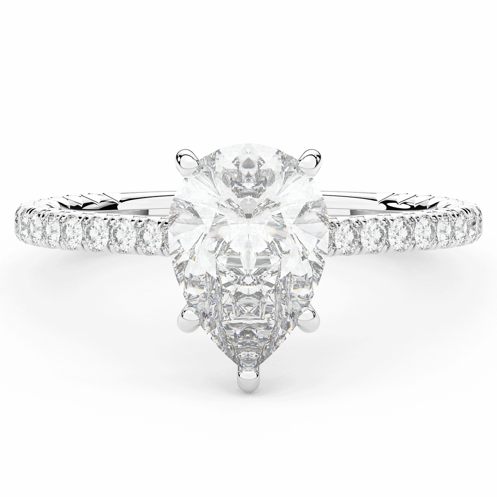 2.50CT.TW PEAR LAB DIAMOND UNDERHALO SOLITAIRE ENGAGEMENT RING - Nazarelle