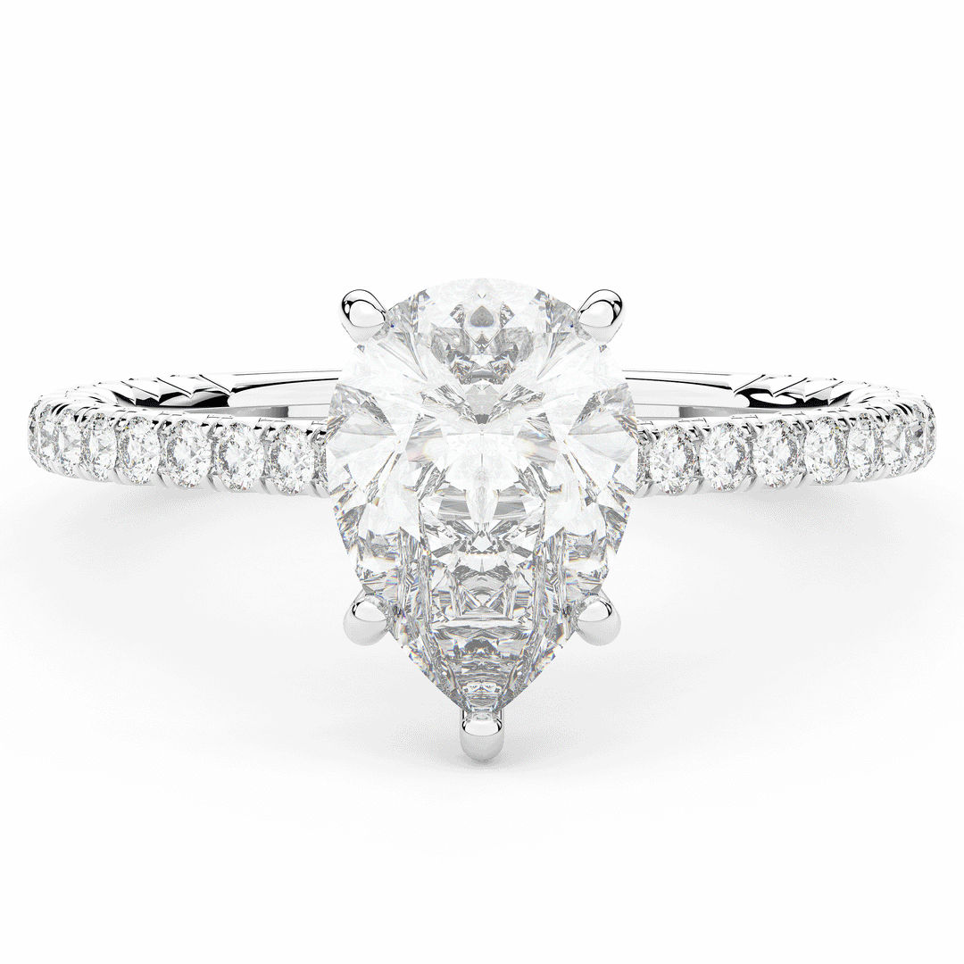 2.50CT.TW PEAR LAB DIAMOND UNDERHALO SOLITAIRE ENGAGEMENT RING - Nazarelle