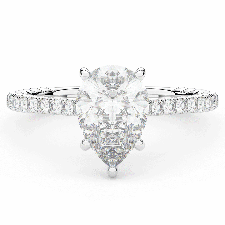 2.50CT.TW PEAR LAB DIAMOND UNDERHALO SOLITAIRE ENGAGEMENT RING - Nazarelle