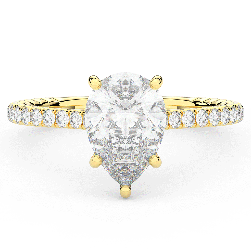 2.50CT.TW PEAR LAB DIAMOND UNDERHALO SOLITAIRE ENGAGEMENT RING - Nazarelle
