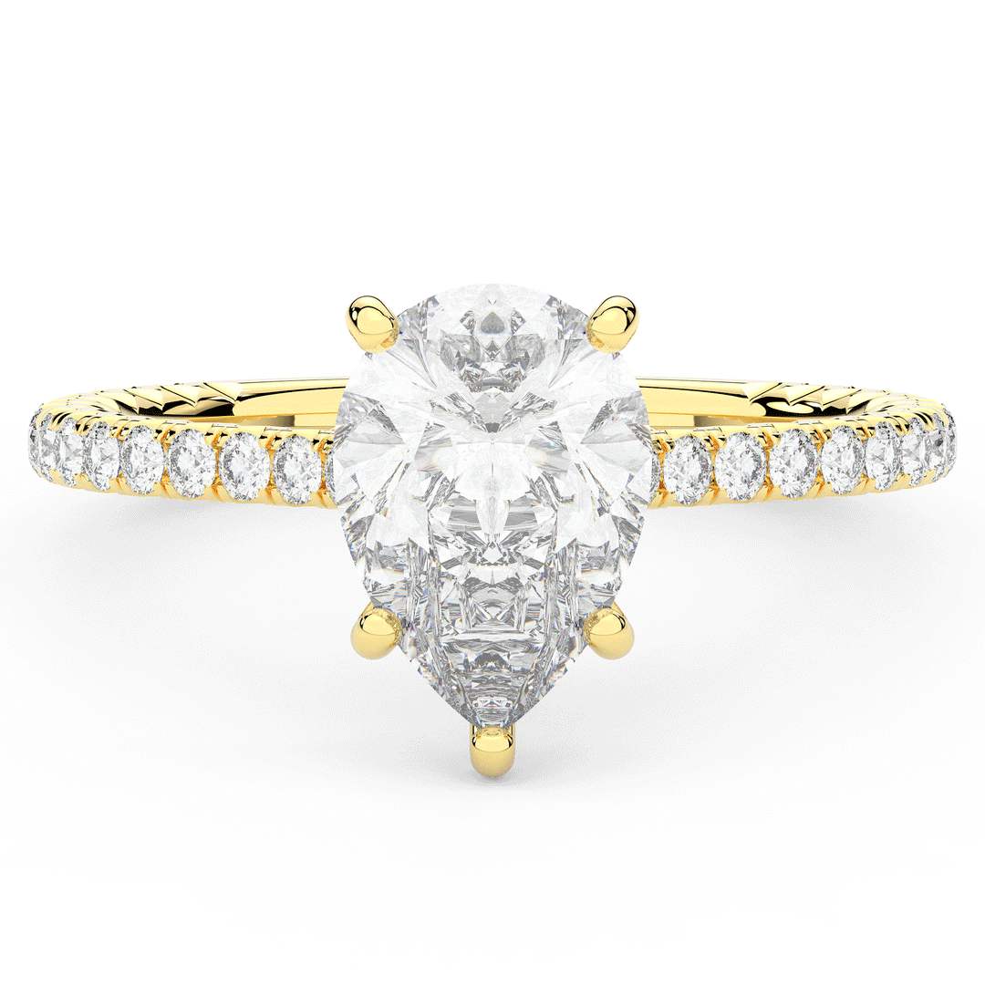 2.50CT.TW PEAR LAB DIAMOND UNDERHALO SOLITAIRE ENGAGEMENT RING - Nazarelle