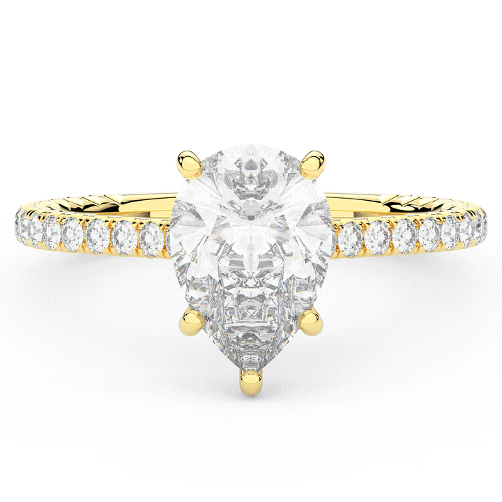 2.50CT.TW PEAR LAB DIAMOND UNDERHALO SOLITAIRE ENGAGEMENT RING - Nazarelle