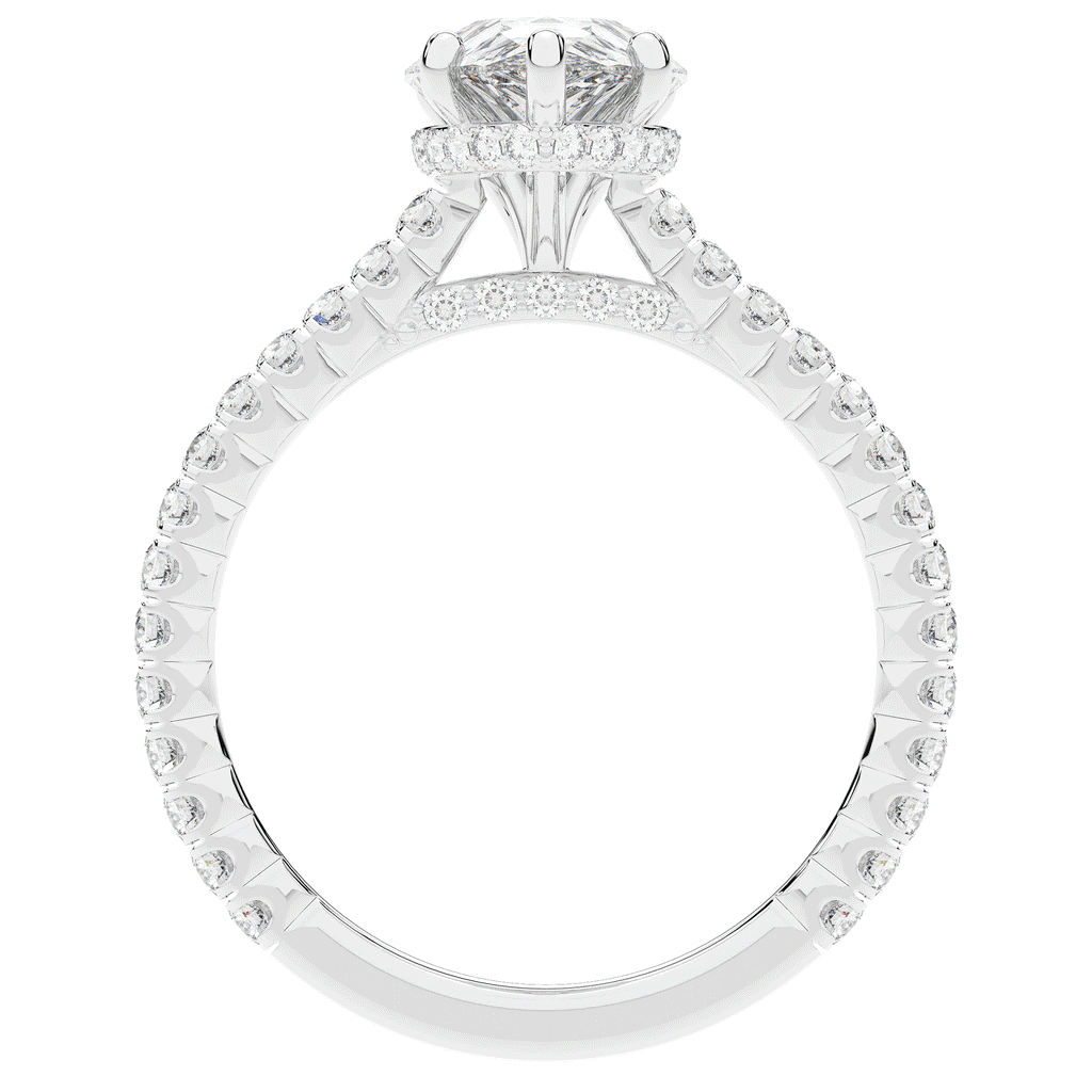 2.50CT.TW PEAR LAB DIAMOND UNDERHALO SOLITAIRE ENGAGEMENT RING - Nazarelle