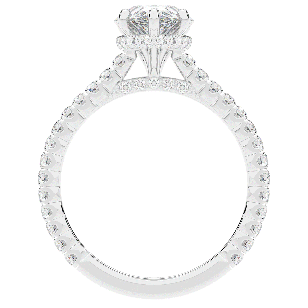 2.50CT.TW PEAR LAB DIAMOND UNDERHALO SOLITAIRE ENGAGEMENT RING - Nazarelle