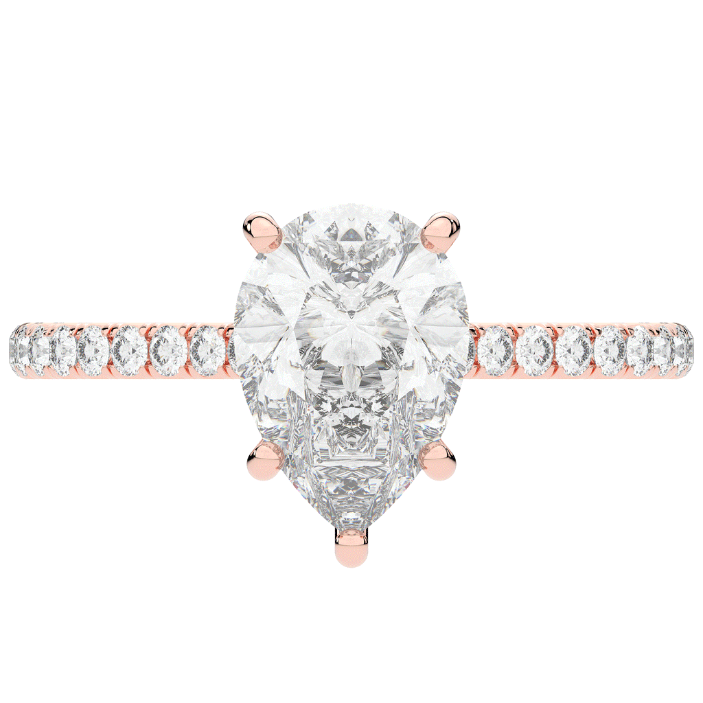 2.50CT.TW PEAR LAB DIAMOND UNDERHALO SOLITAIRE ENGAGEMENT RING - Nazarelle