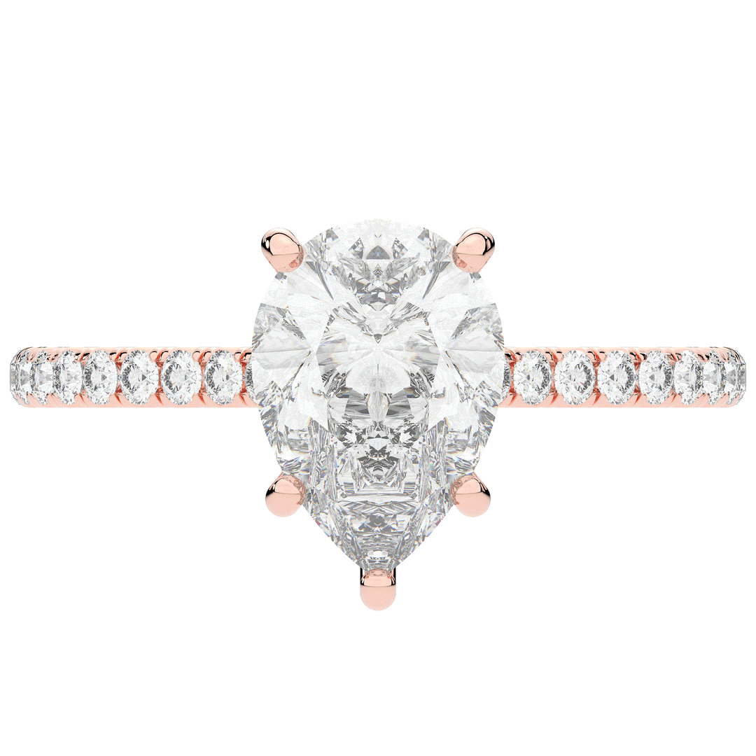 2.50CT.TW PEAR LAB DIAMOND UNDERHALO SOLITAIRE ENGAGEMENT RING - Nazarelle