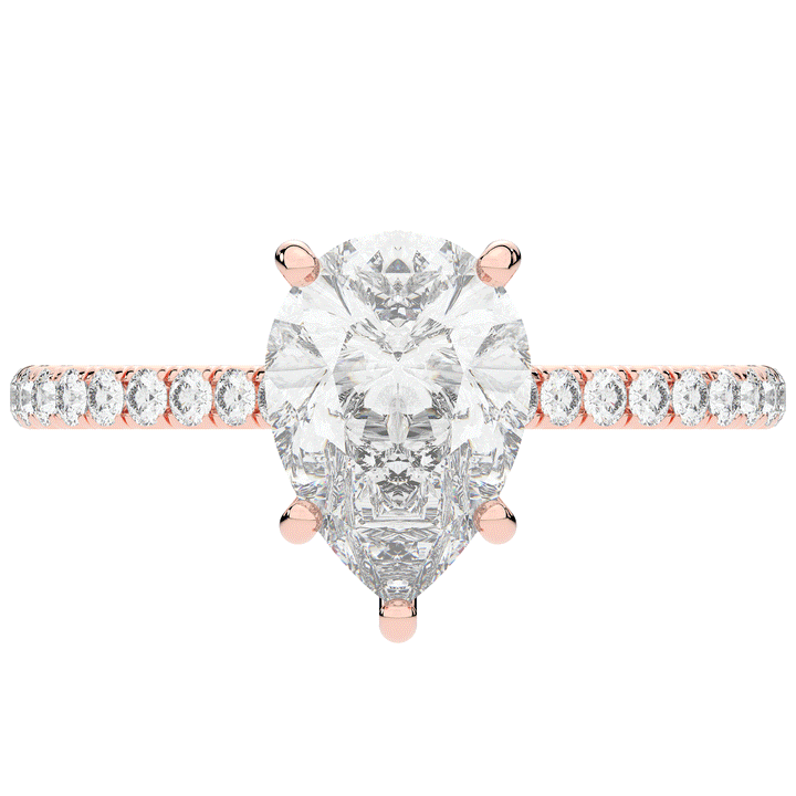 2.50CT.TW PEAR LAB DIAMOND UNDERHALO SOLITAIRE ENGAGEMENT RING - Nazarelle