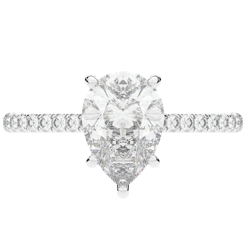 2.50CT.TW PEAR LAB DIAMOND UNDERHALO SOLITAIRE ENGAGEMENT RING - Nazarelle