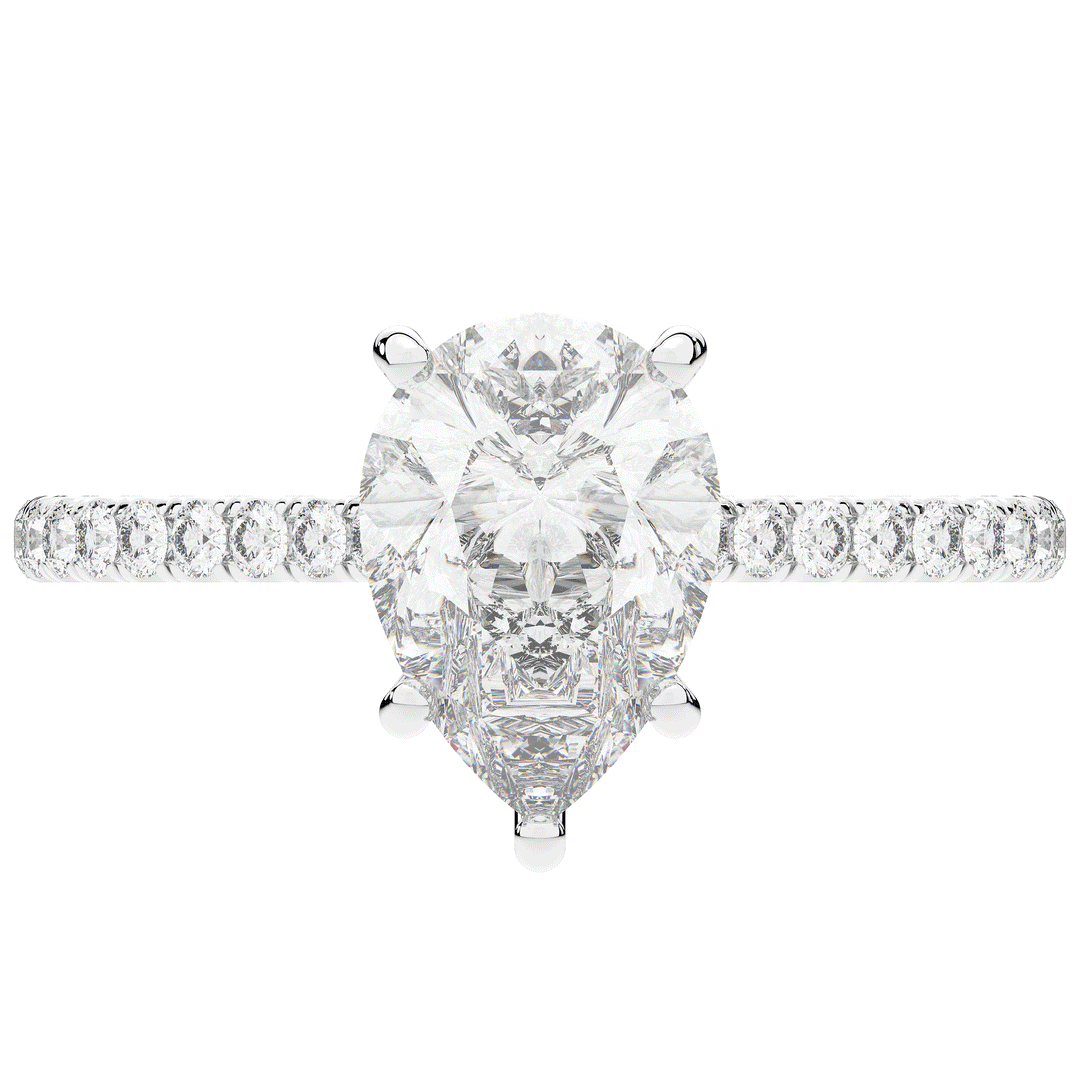 2.50CT.TW PEAR LAB DIAMOND UNDERHALO SOLITAIRE ENGAGEMENT RING - Nazarelle