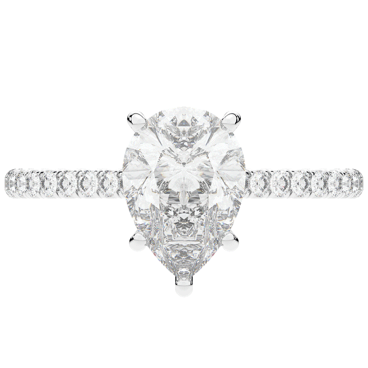 2.50CT.TW PEAR LAB DIAMOND UNDERHALO SOLITAIRE ENGAGEMENT RING - Nazarelle