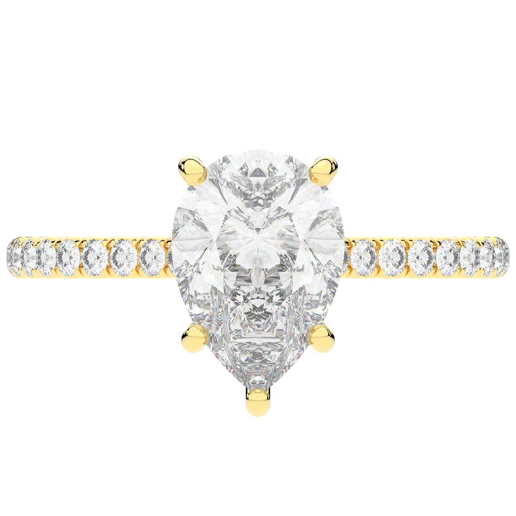 2.50CT.TW PEAR LAB DIAMOND UNDERHALO SOLITAIRE ENGAGEMENT RING - Nazarelle