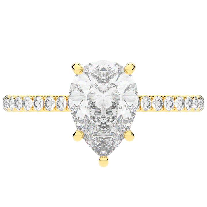 2.50CT.TW PEAR LAB DIAMOND UNDERHALO SOLITAIRE ENGAGEMENT RING - Nazarelle