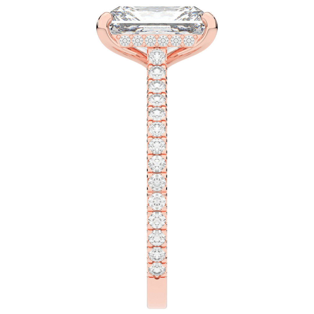 3.50CT.TW RADIANT LAB DIAMOND UNDERHALO SOLITAIRE TWO TONE ENGAGEMENT RING - Nazarelle