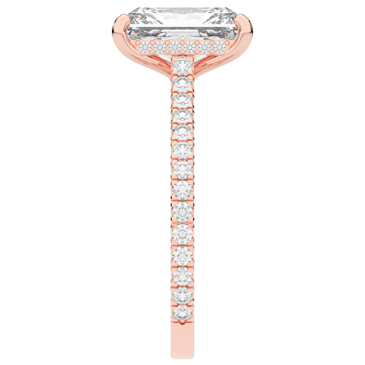 3.50CT.TW RADIANT LAB DIAMOND UNDERHALO SOLITAIRE TWO TONE ENGAGEMENT RING - Nazarelle