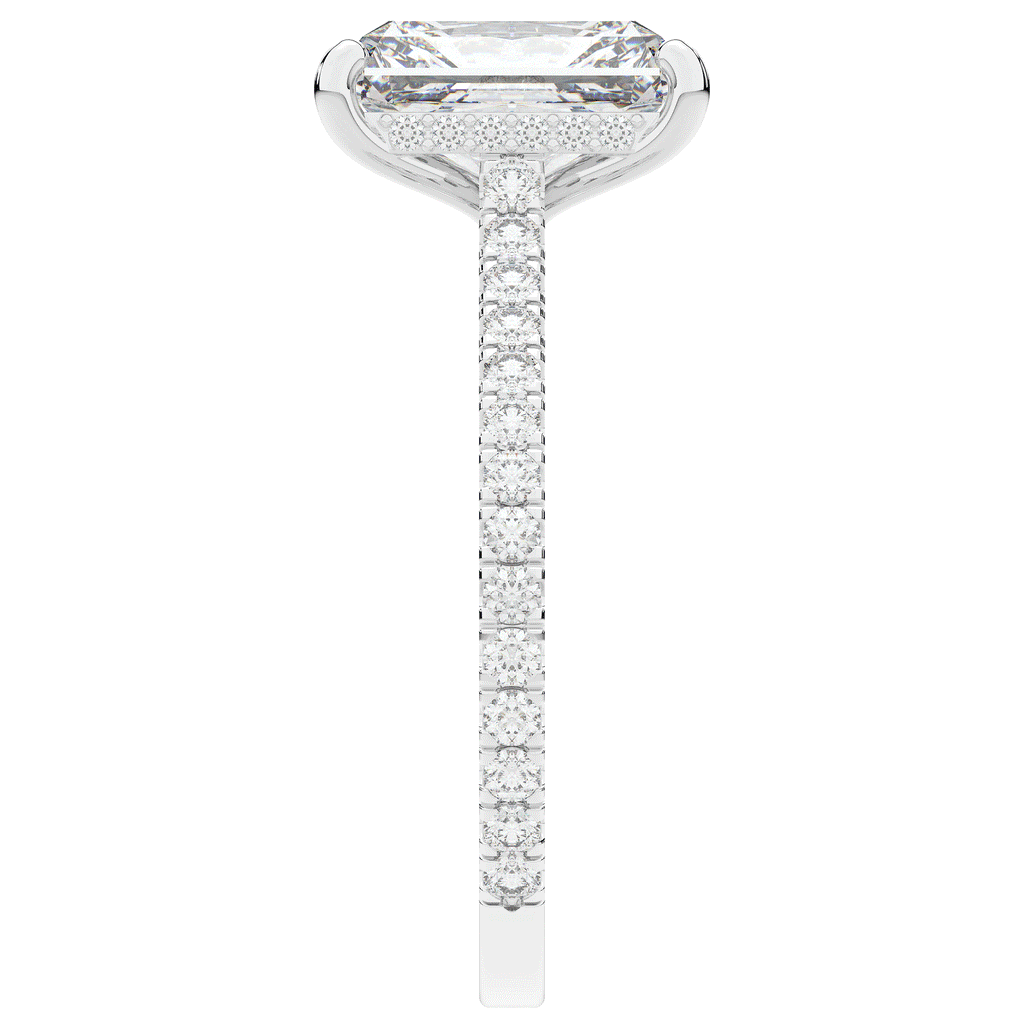3.50CT.TW RADIANT LAB DIAMOND UNDERHALO SOLITAIRE TWO TONE ENGAGEMENT RING - Nazarelle