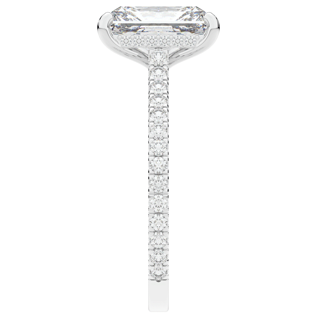 3.50CT.TW RADIANT LAB DIAMOND UNDERHALO SOLITAIRE TWO TONE ENGAGEMENT RING - Nazarelle