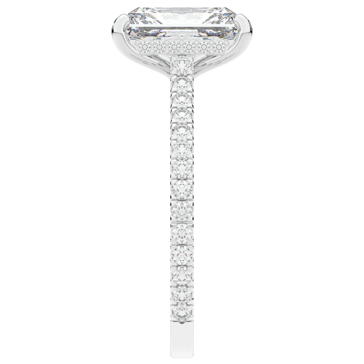 3.50CT.TW RADIANT LAB DIAMOND UNDERHALO SOLITAIRE TWO TONE ENGAGEMENT RING - Nazarelle