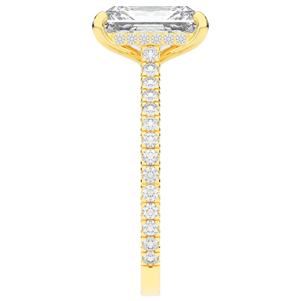 3.50CT.TW RADIANT LAB DIAMOND UNDERHALO SOLITAIRE TWO TONE ENGAGEMENT RING - Nazarelle