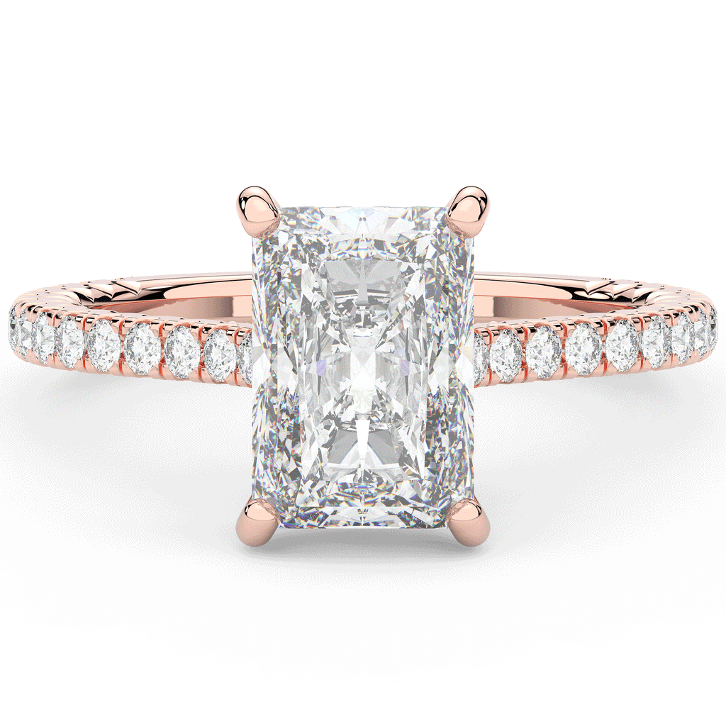 3.50CT.TW RADIANT LAB DIAMOND UNDERHALO SOLITAIRE TWO TONE ENGAGEMENT RING - Nazarelle