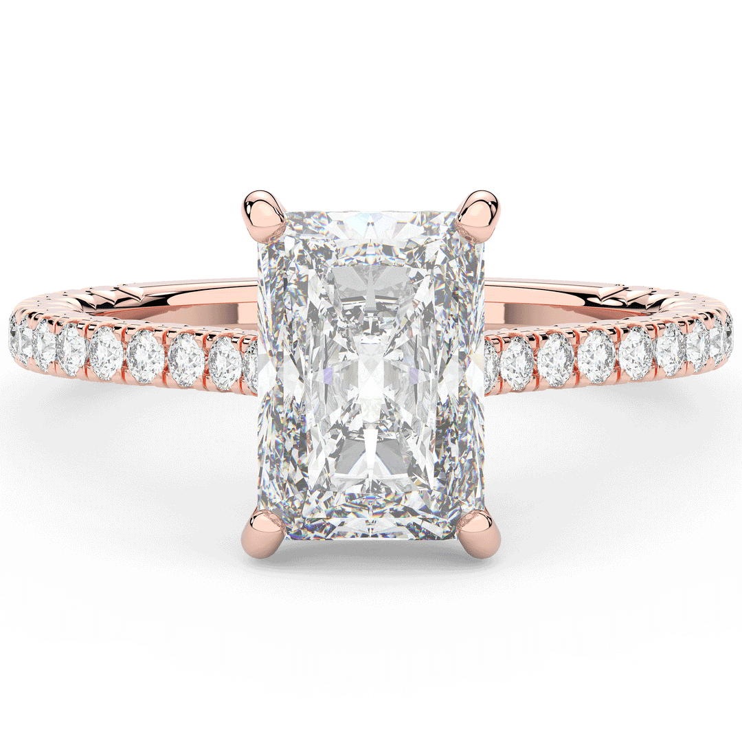 3.50CT.TW RADIANT LAB DIAMOND UNDERHALO SOLITAIRE TWO TONE ENGAGEMENT RING - Nazarelle