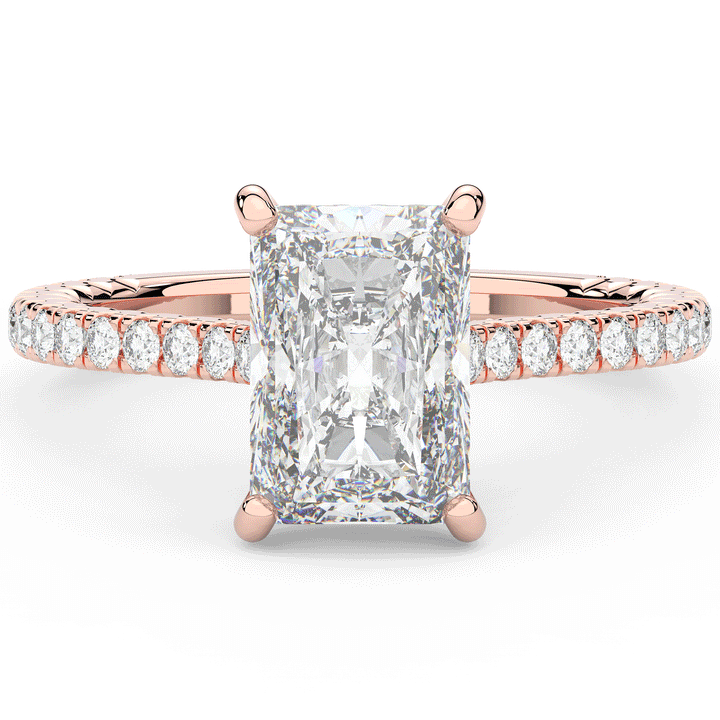 3.50CT.TW RADIANT LAB DIAMOND UNDERHALO SOLITAIRE TWO TONE ENGAGEMENT RING - Nazarelle