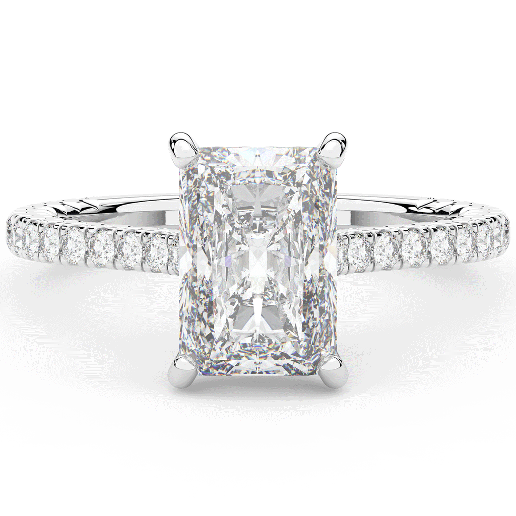 3.50CT.TW RADIANT LAB DIAMOND UNDERHALO SOLITAIRE TWO TONE ENGAGEMENT RING - Nazarelle