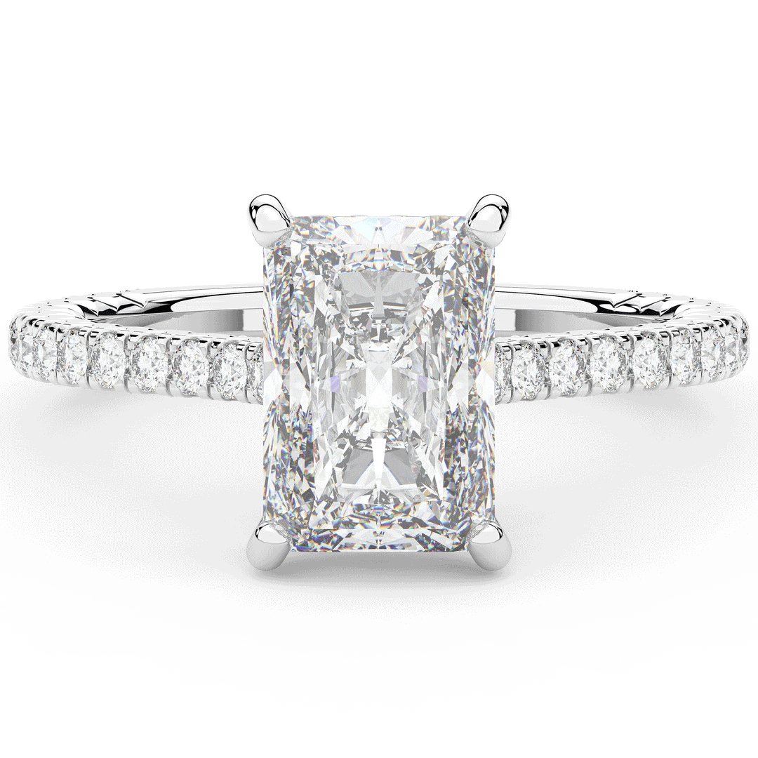 3.50CT.TW RADIANT LAB DIAMOND UNDERHALO SOLITAIRE TWO TONE ENGAGEMENT RING - Nazarelle
