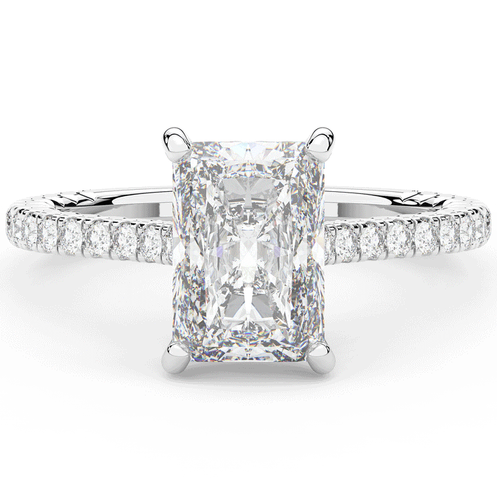 3.50CT.TW RADIANT LAB DIAMOND UNDERHALO SOLITAIRE TWO TONE ENGAGEMENT RING - Nazarelle