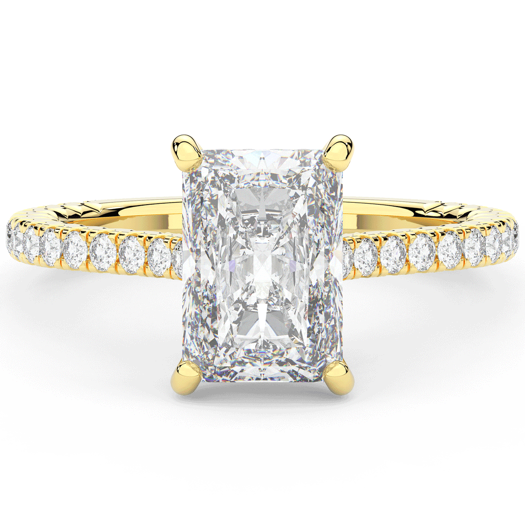 3.50CT.TW RADIANT LAB DIAMOND UNDERHALO SOLITAIRE TWO TONE ENGAGEMENT RING - Nazarelle