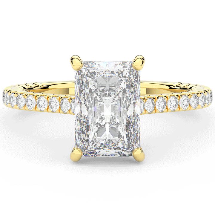 3.50CT.TW RADIANT LAB DIAMOND UNDERHALO SOLITAIRE TWO TONE ENGAGEMENT RING - Nazarelle
