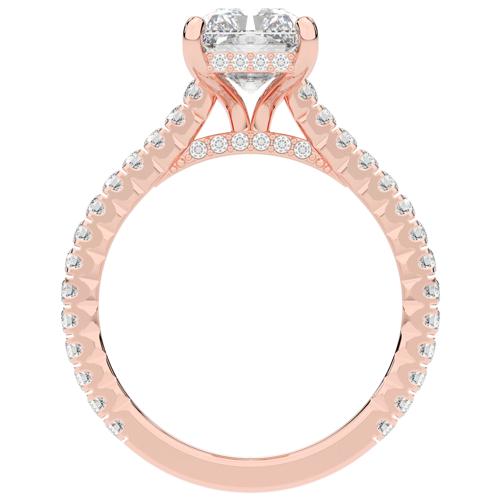 3.50CT.TW RADIANT LAB DIAMOND UNDERHALO SOLITAIRE TWO TONE ENGAGEMENT RING - Nazarelle