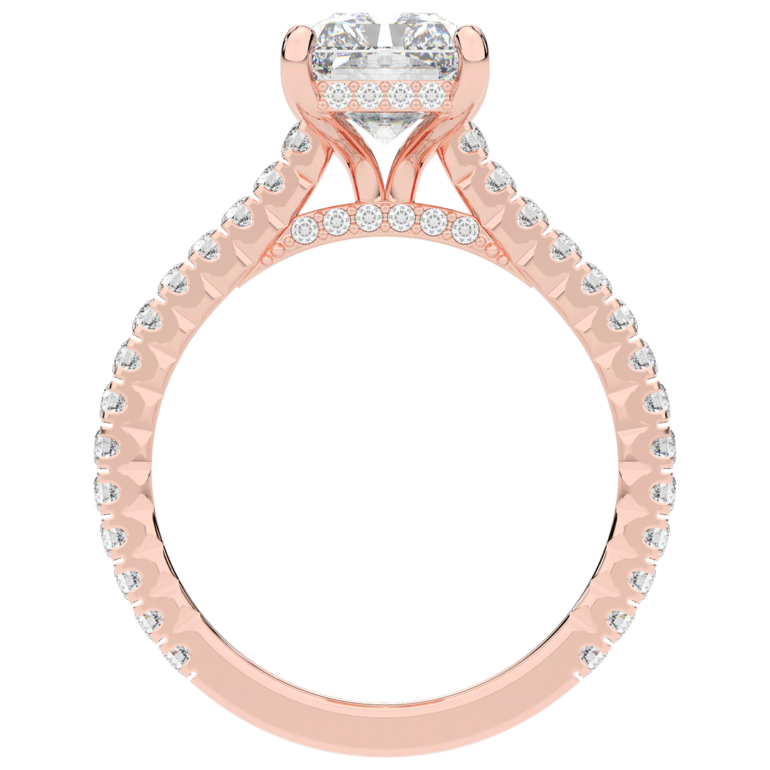 3.50CT.TW RADIANT LAB DIAMOND UNDERHALO SOLITAIRE TWO TONE ENGAGEMENT RING - Nazarelle